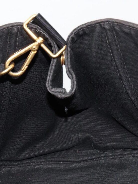PRADA Canapa MM Hand Bag Canvas 2way Black Gold Auth 180606 main image 14